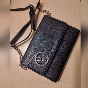 NINE WEST Black Silver Chain Crossbody Purse